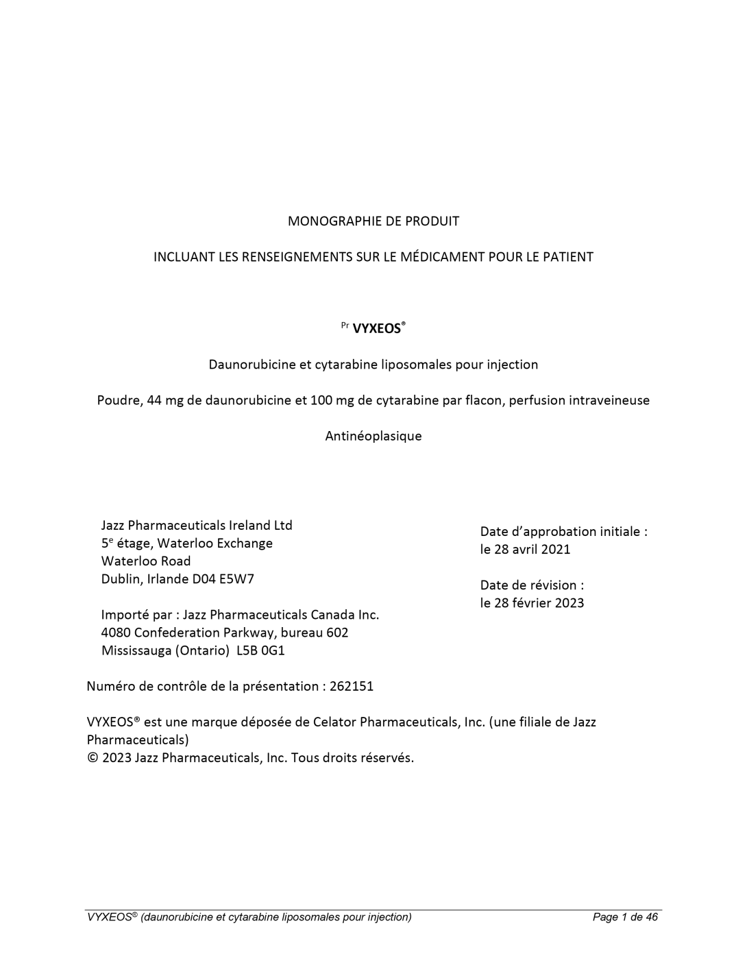 vignette de la monographie de produit